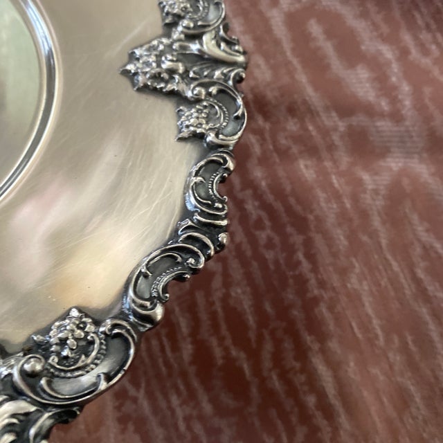 Metal Vintage Baroque by Wallace Silverplated Pedestal Cake Stand For Sale - Image 7 of 11