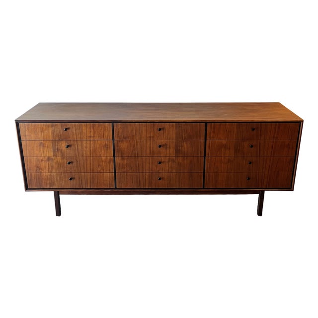 Jack Cartwright for Founders 12-Drawer Dresser, Walnut, Mid-Century Modern, Attributed For Sale
