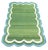 Handmade Cotton Area Rug, Flat Weave Moss Green Scalloped Dhurrie Teal Blue Border - 12'x15' For Sale - Image 9 of 10