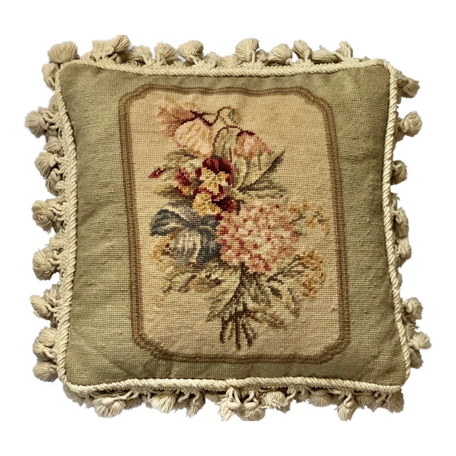 Vintage Needlepoint Floral Pillow Chairish