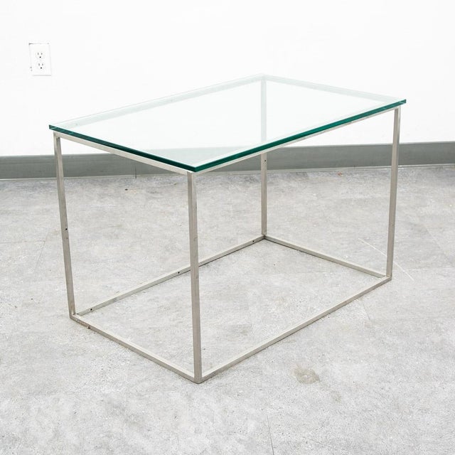 Mid Century Modern End Table Side Metal Glass Vintage Silver Rectangular MCM For Sale In Sacramento - Image 6 of 12