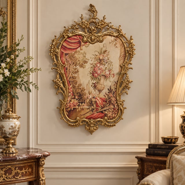 Bring the romance of classic European interiors to your home with this ornate French Rococo-style wall panel, featuring an...