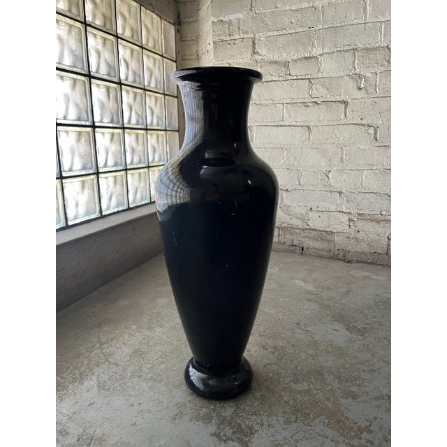 1980s 1980s Postmodern Black Glass Floor Urn For Sale - Image 5 of 9
