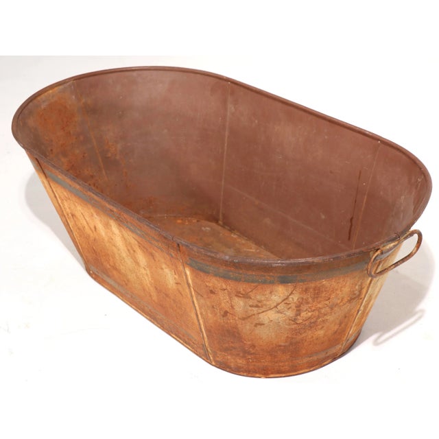 Early 20th Century Antique Country Wash Basin With Traces of Old Paint For Sale - Image 5 of 8
