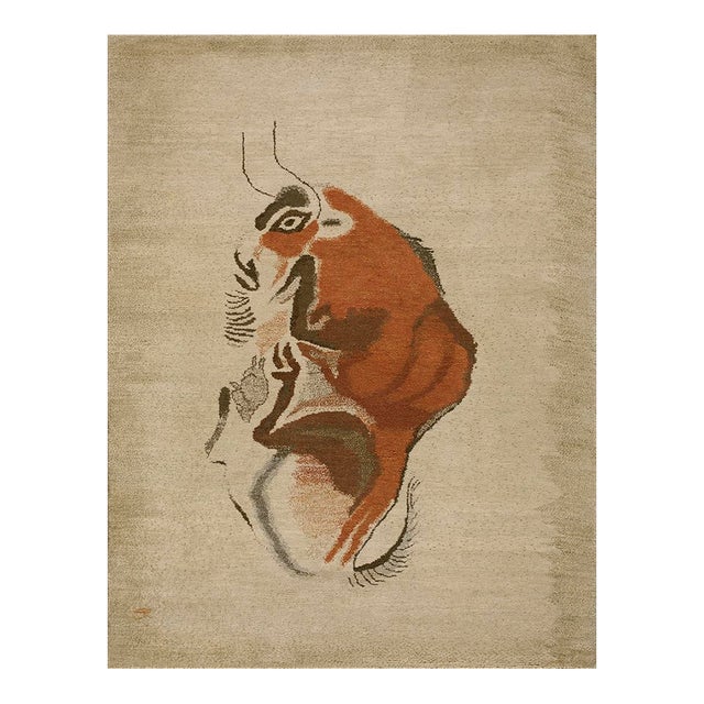 Artistic Beige Color Animal Pattern Vintage Art Deco Olga Fisch Design Ecuadorian For Sale