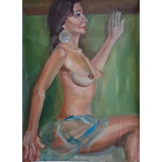1970s Nude Figure Oil Painting, Ukrainian Artist Artemieva, Canvas For Sale