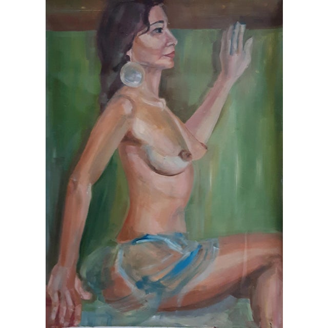 1970s Nude Figure Oil Painting, Ukrainian Artist Artemieva, Canvas For Sale
