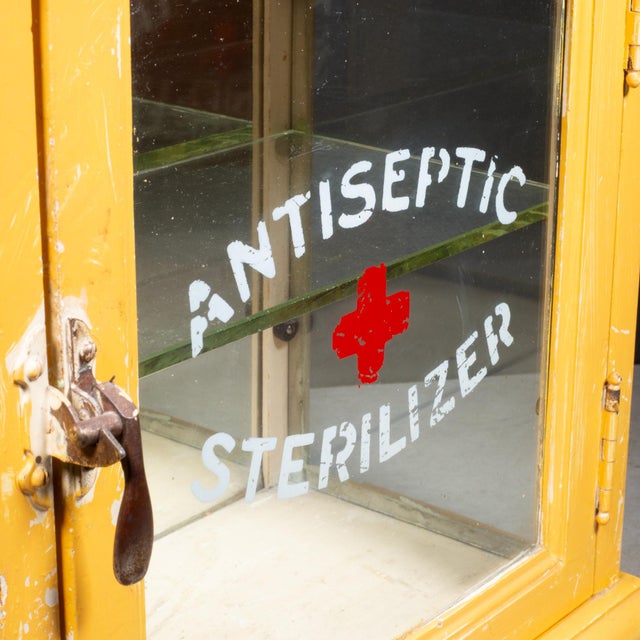 Antique Antiseptic Sterilizer Barber Shop Cabinet c.1920 ABOUT Antique barber shop sterilizer cabinet features a glass-...