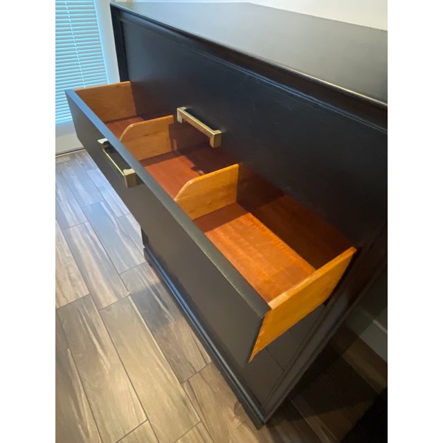 Gorgeous Refinished Set of Dressers Inspired by the masters Mont / Frankl . Each chest features 6 drawers. Brass finished...