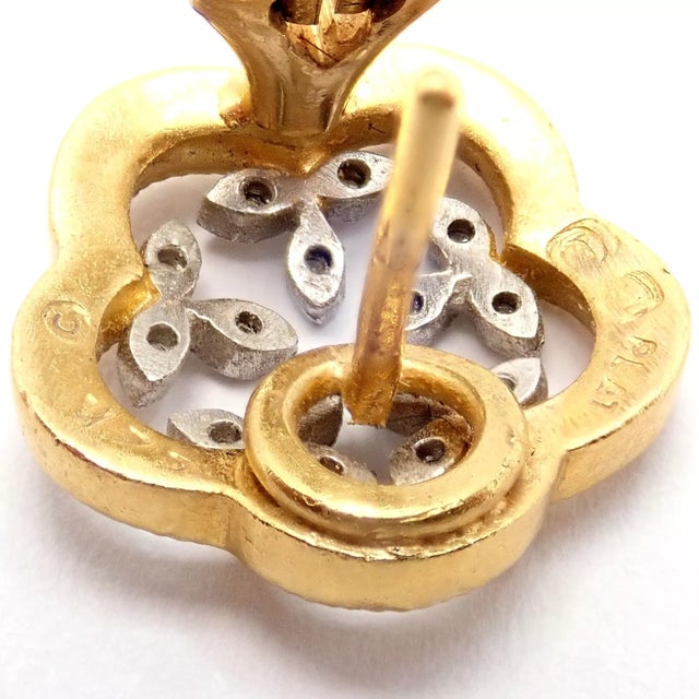 Cathy Waterman 22k Yellow Gold Platinum Diamond Vine Flower Earrings Details: Metal: Platinum + 22k Yellow Gold...