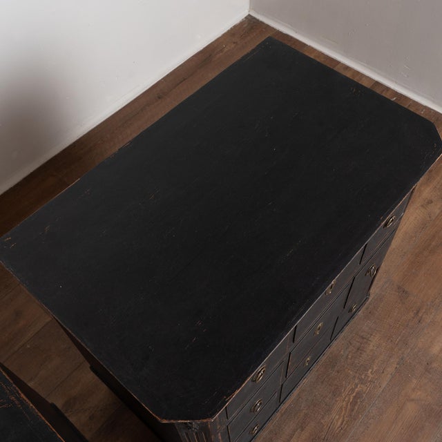 Pair of 19th Century Swedish Gustavian Black Painted Chests of Drawers For Sale - Image 15 of 16