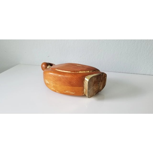 Brass 1970s Hand Carved Wood and Brass Swan Sculpture For Sale - Image 8 of 9