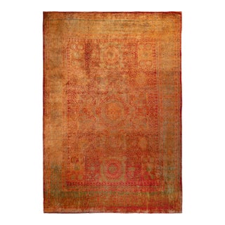 Rug & Kilim’s Classic Agra Style Rug in Red, Orange Geometric Pattern For Sale