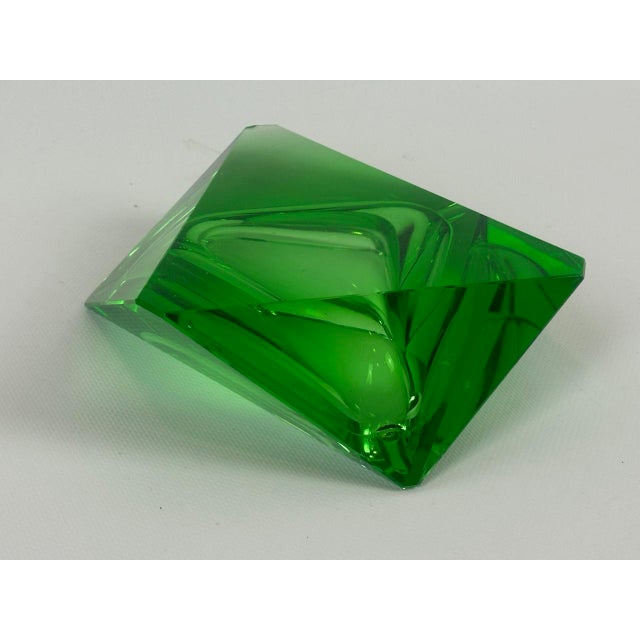 Glass Art Deco Green Glass Ashtray attributed to Moser, 1930s For Sale - Image 7 of 10