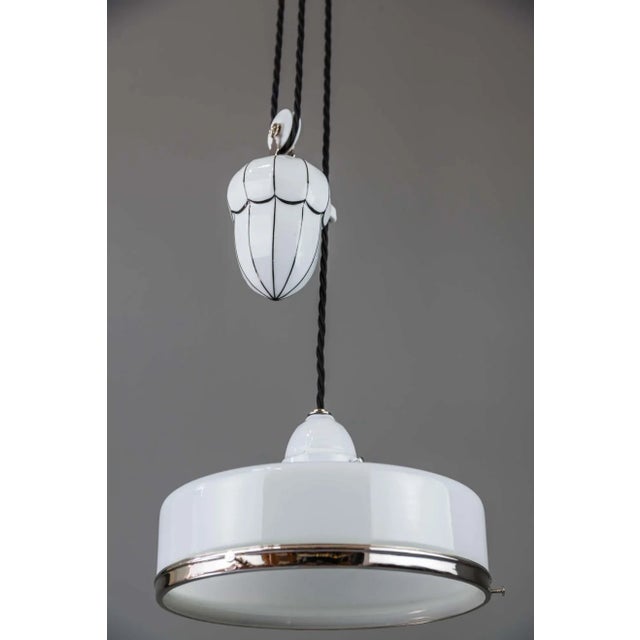 Bauhaus Adjustable Porcelain Chandelier with Original Shade, 1920s For Sale - Image 17 of 18