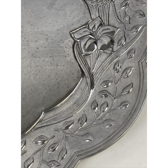 Lenox Butterfly Meadow Handled Serving Tray Iris Floral Metal Silver Platter For Sale - Image 9 of 9