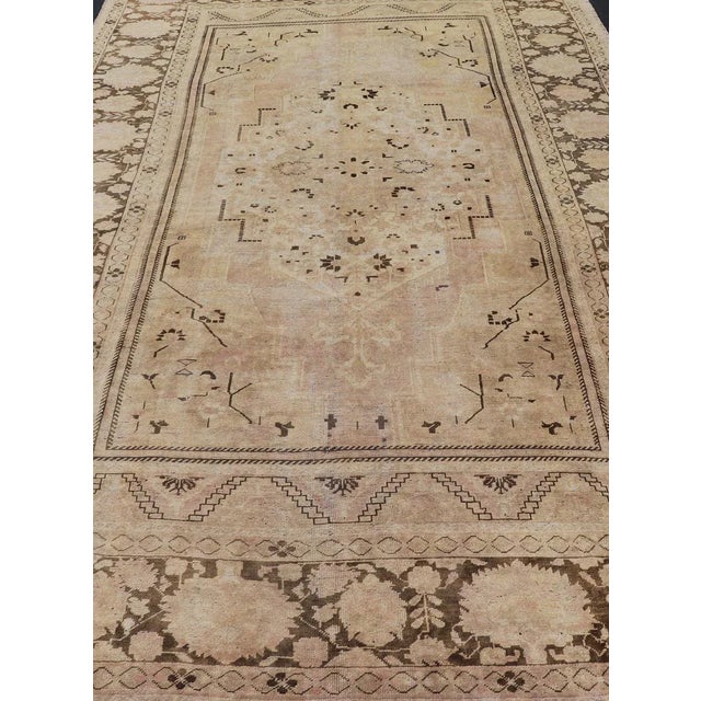 Textile Vintage Oushak Rug With Muted Neutral Colors in Tan, Beige, Taupe, Gray & Brown For Sale - Image 7 of 13