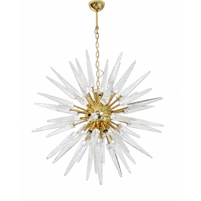 Contemporary Sputnik Pendant Light with 51 Clear Glass and Brass-Plated Metal Points from Justfurnituress SRL For Sale - Image 3 of 9