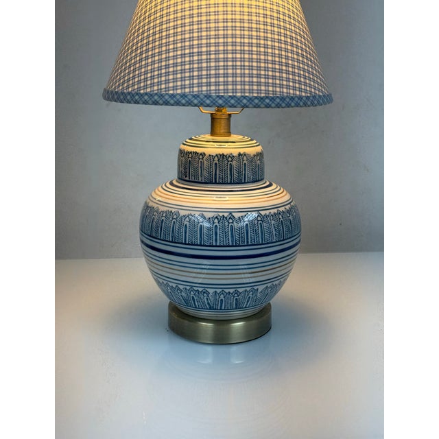 Ceramic Blue + White Table Lamp For Sale - Image 9 of 12