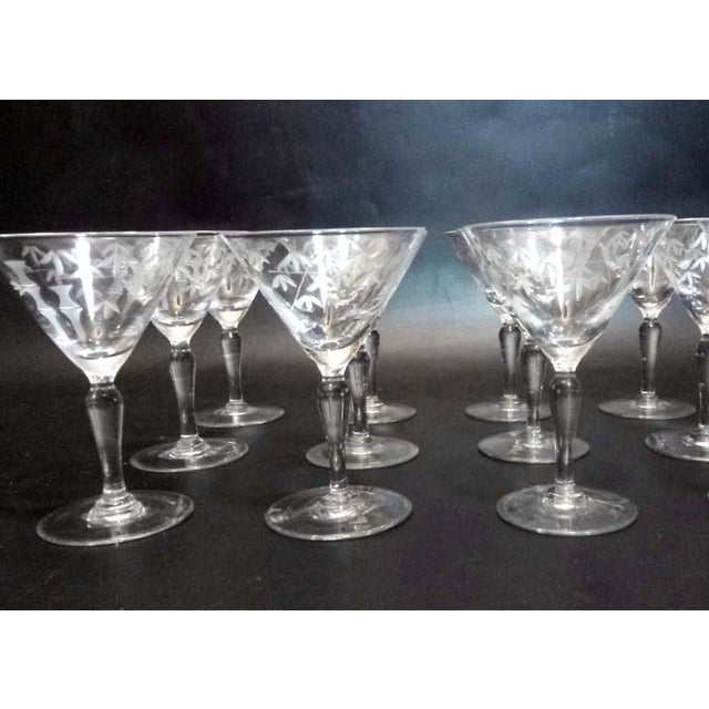 Vintage 1950s Noritake Sasaki Crystal Martini Glasses Set of 12
