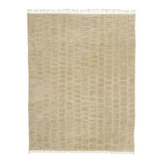 Oversized Textured Checkerboard Hand-Knotted Wool Rug | 13'2" X 10'1" | One of a Kind For Sale