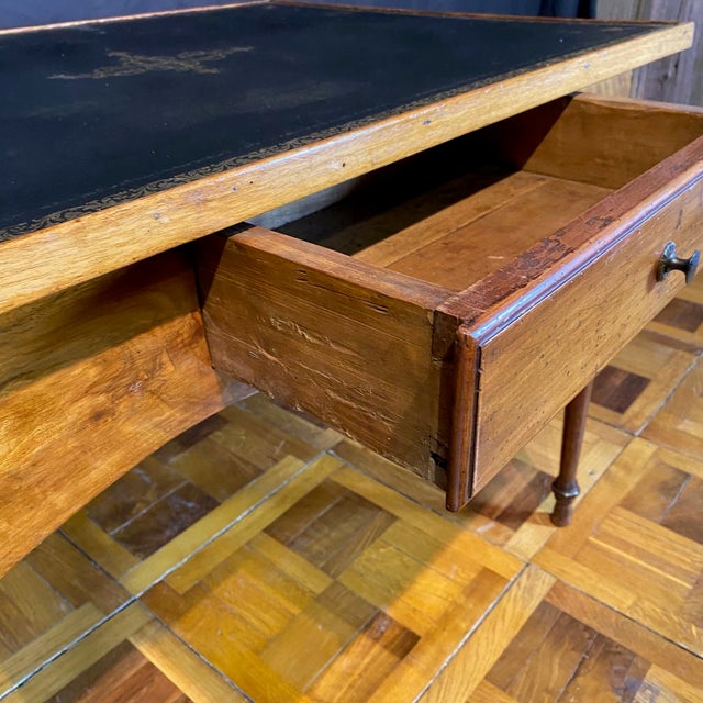 Antique French Elegant Leather Top Game Table With 4 Drawers For Sale In Portland, ME - Image 6 of 11