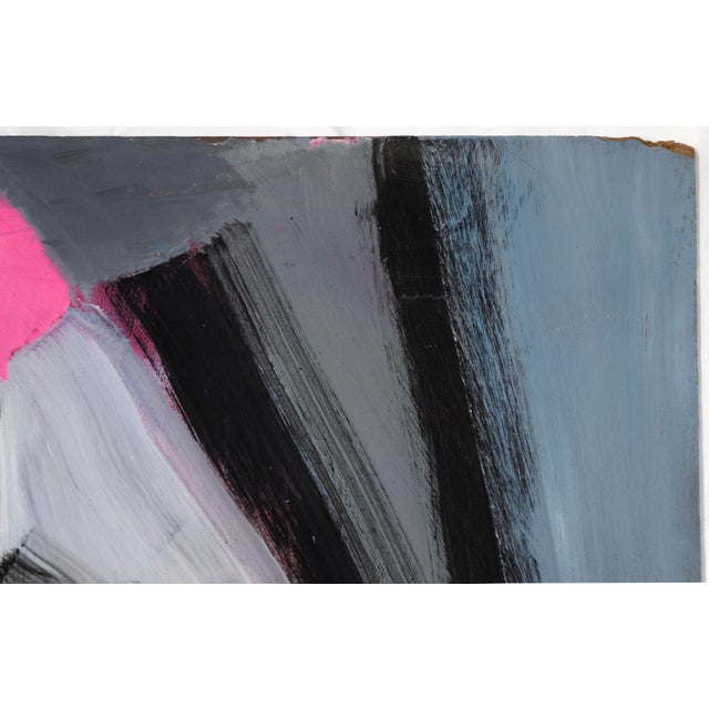 Bay Area Abstract Geometric Painting with Red Circle by Ellis Hopkins (American, b. 1952). This abstract composition...