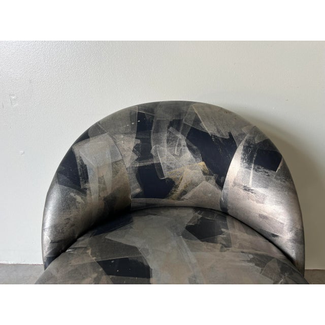 1980s 80's Karl Springer - Style Postmodern Swivel Lounge Chair For Sale - Image 5 of 11