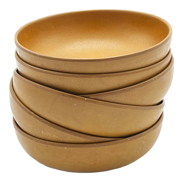 1950's Classic Ellingers Agatized Wooden Serving Bowl Set 6 Pieces Chairish