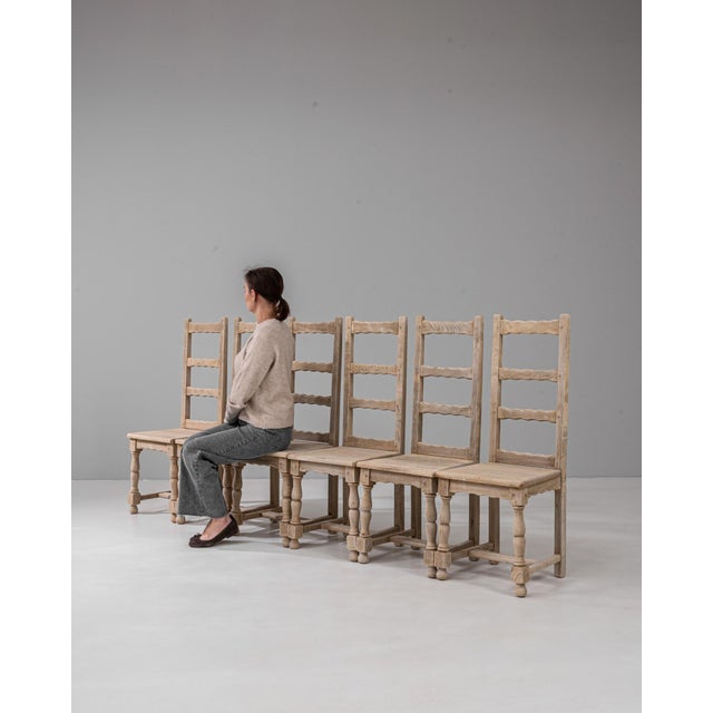 20th Century French Oak Ladder-Back Dining Chairs - Set of 6 For Sale - Image 11 of 18