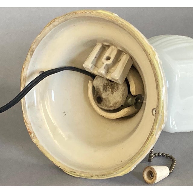 1920s Art Deco White Porcelain Bathroom Wall Sconce, White Glass Shade For Sale - Image 4 of 4