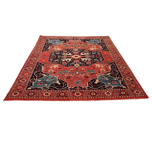 Elevate your interior with this exquisite Persian Serapi-style rug, meticulously hand-knotted in Herat using 100% premium...