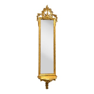 Long Vintage Italian Gilt Wood With Shelf Console For Sale
