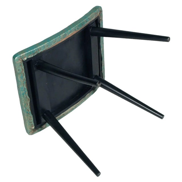 Mid-Century Stool in Ebonized Walnut For Sale - Image 4 of 5