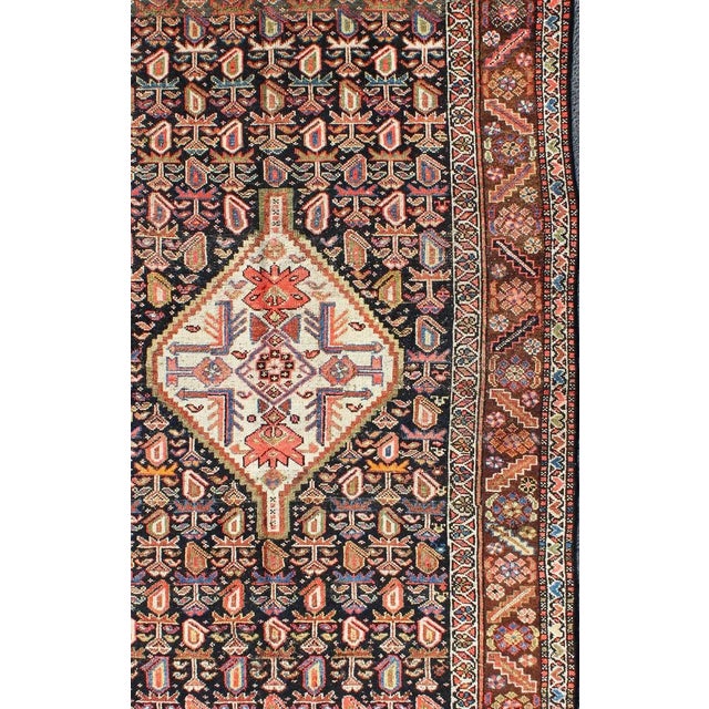 Tribal Antique Persian Hand Knotted Kurdish Colorful Rug With Medallion and Geometric Motifs For Sale - Image 3 of 13