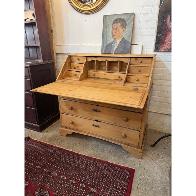 English Drop Front Pine Desk For Sale - Image 3 of 17