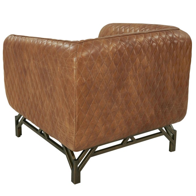 2020s Vincent Industrial Modern Arm Chair - Light Brown Leather For Sale - Image 5 of 7