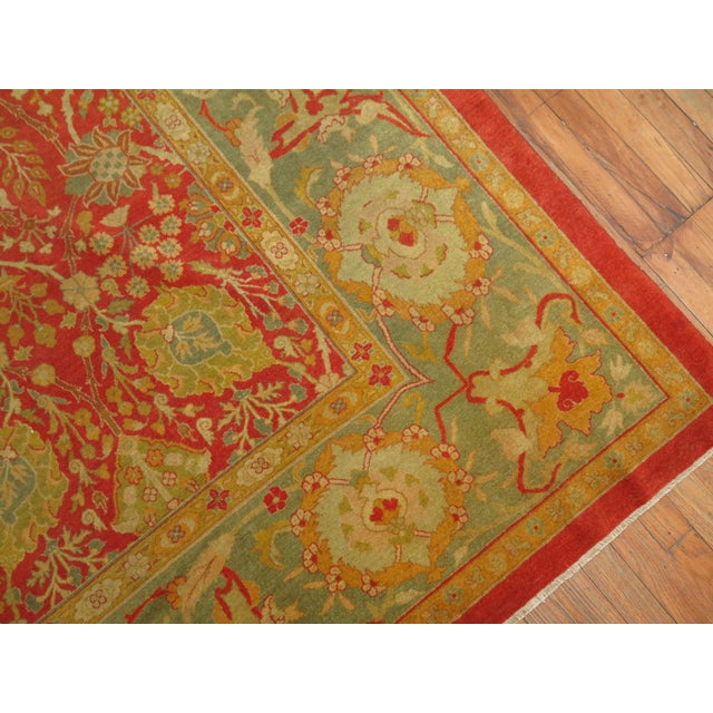 Red 19th Century Superfine Antique Zabihi Collection Indian Agra Rug - 10' x 12'9" For Sale - Image 8 of 12