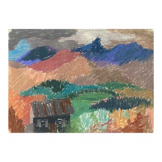 1960s Frank Wallace Vermont Landscape With Cabin Pastel For Sale