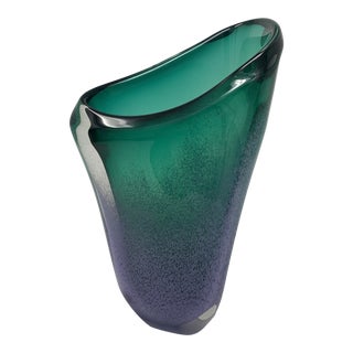 Late 20th Century Asymmetric Speckled Murano Glass Vase For Sale