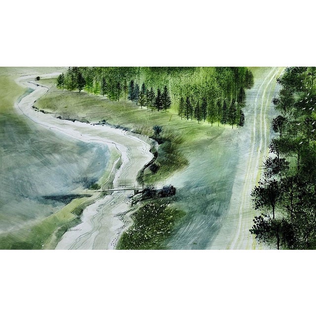 Blue Ronald Maddox, Landscape Pattern, Glen Lyon, Scotland, 1980, Watercolor For Sale - Image 8 of 18