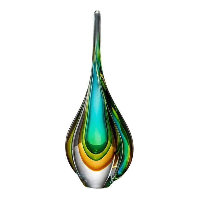 Mid-Century Modern Murano Style Teardrop Art Glass Sculpture For Sale