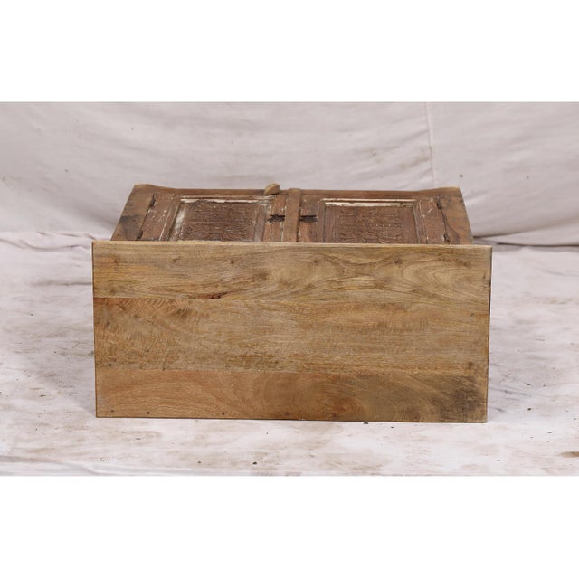 2020s Two-Door Nightstand Made From Antique Indian Teakwood Architectural Elements For Sale - Image 5 of 8