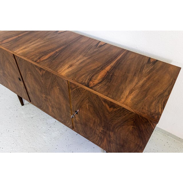 Brown Vintage Walnut Sideboard from LFM, Poland, 1970s For Sale - Image 8 of 13