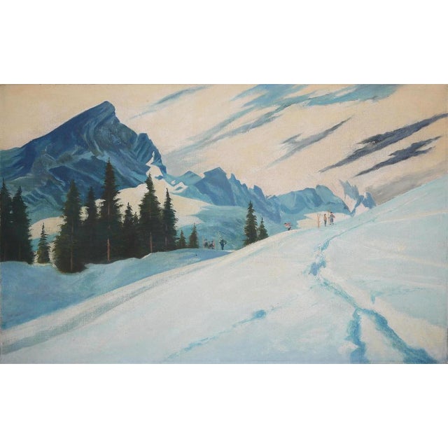 Adalbert Von Wex, Skiers in Garmisch, Early 20th Century, Oil on Canvas For Sale - Image 16 of 16