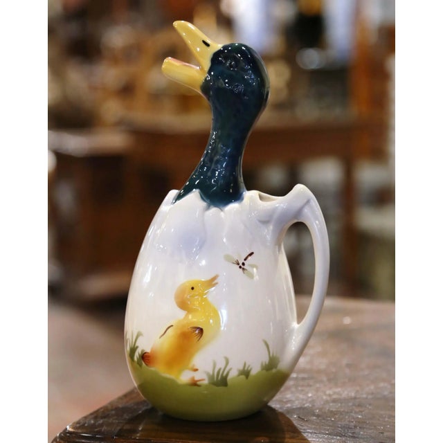 19th Century French Saint-Clément Majolica Duck Pitcher For Sale - Image 13 of 13