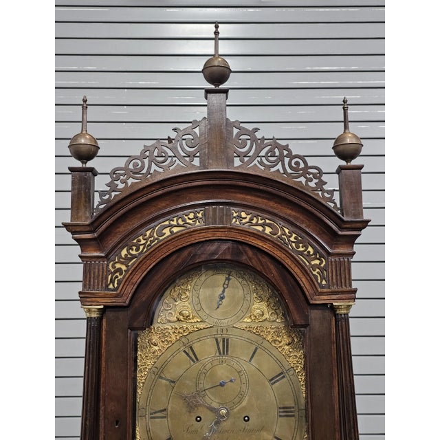 Wood Famous English Mahogany Tall Case Clock Made by Samuel Toulmin London Circa 1770 For Sale - Image 7 of 16