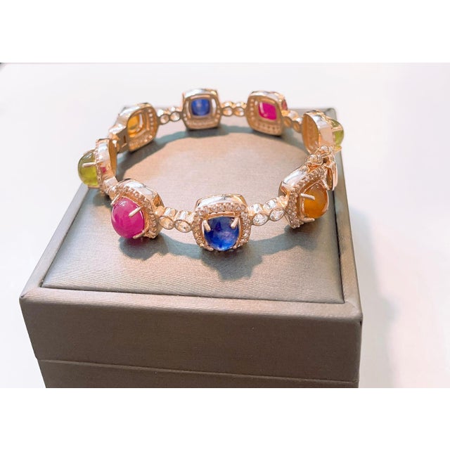 Bochic “Capri” Vintage Ruby, Multi Sapphire & Diamond Set 18K Gold & Silver For Sale - Image 12 of 16