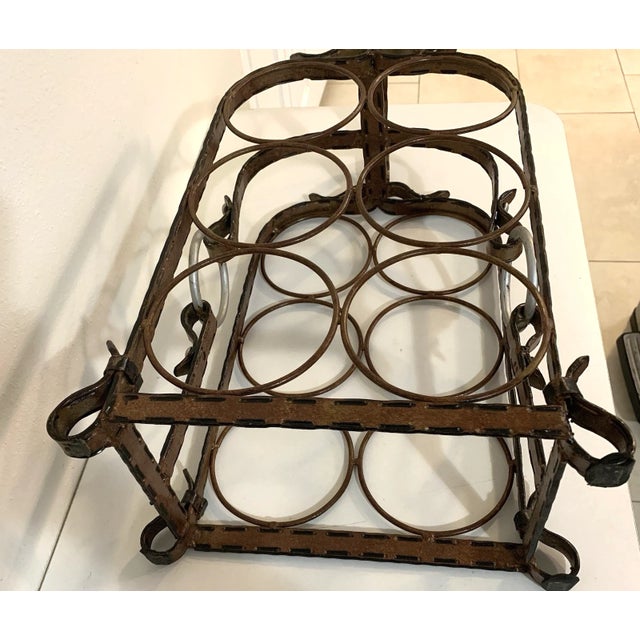 Mid-Century Modern Wine Rack French Wrought Iron 6 Bottle Capacity 1950s-1970s For Sale - Image 10 of 10