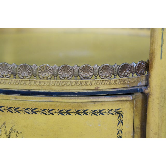 19th C French Yellow Toleware Tiered Tray Table Stand Chinoiserie Pastoral Scene For Sale - Image 12 of 18